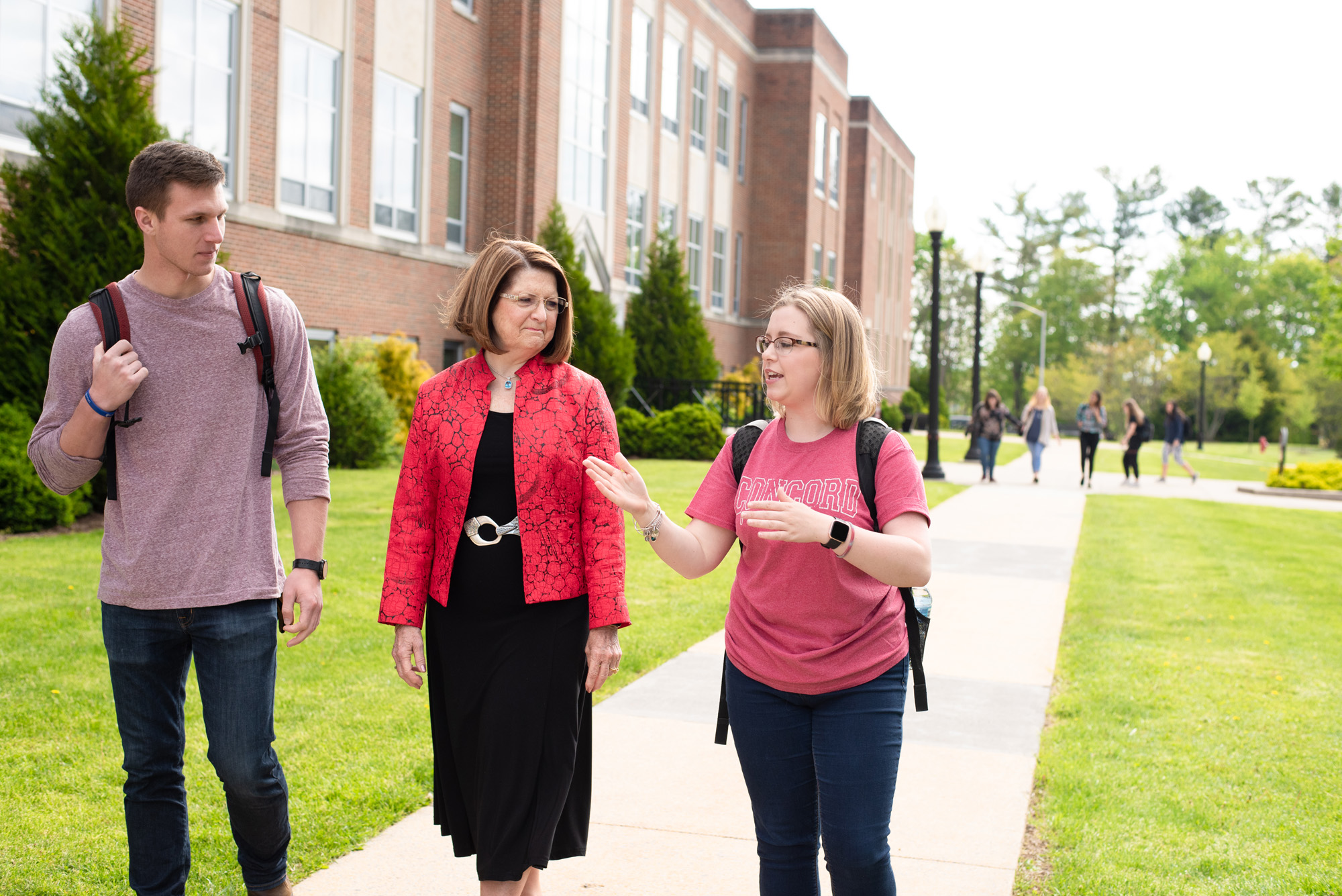Students walking outside.
