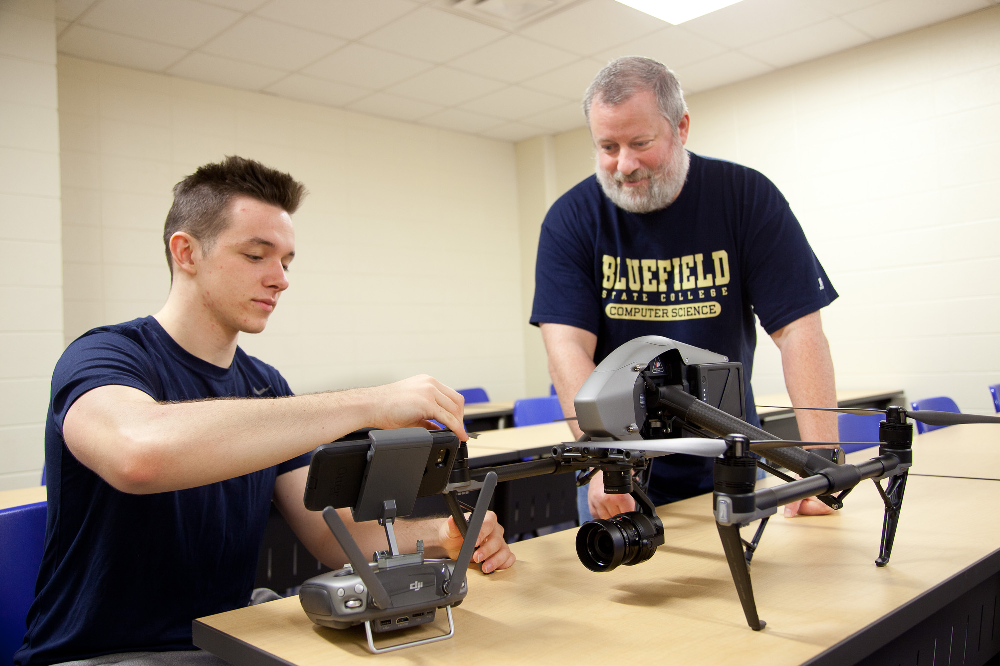 Student in computer science lab.