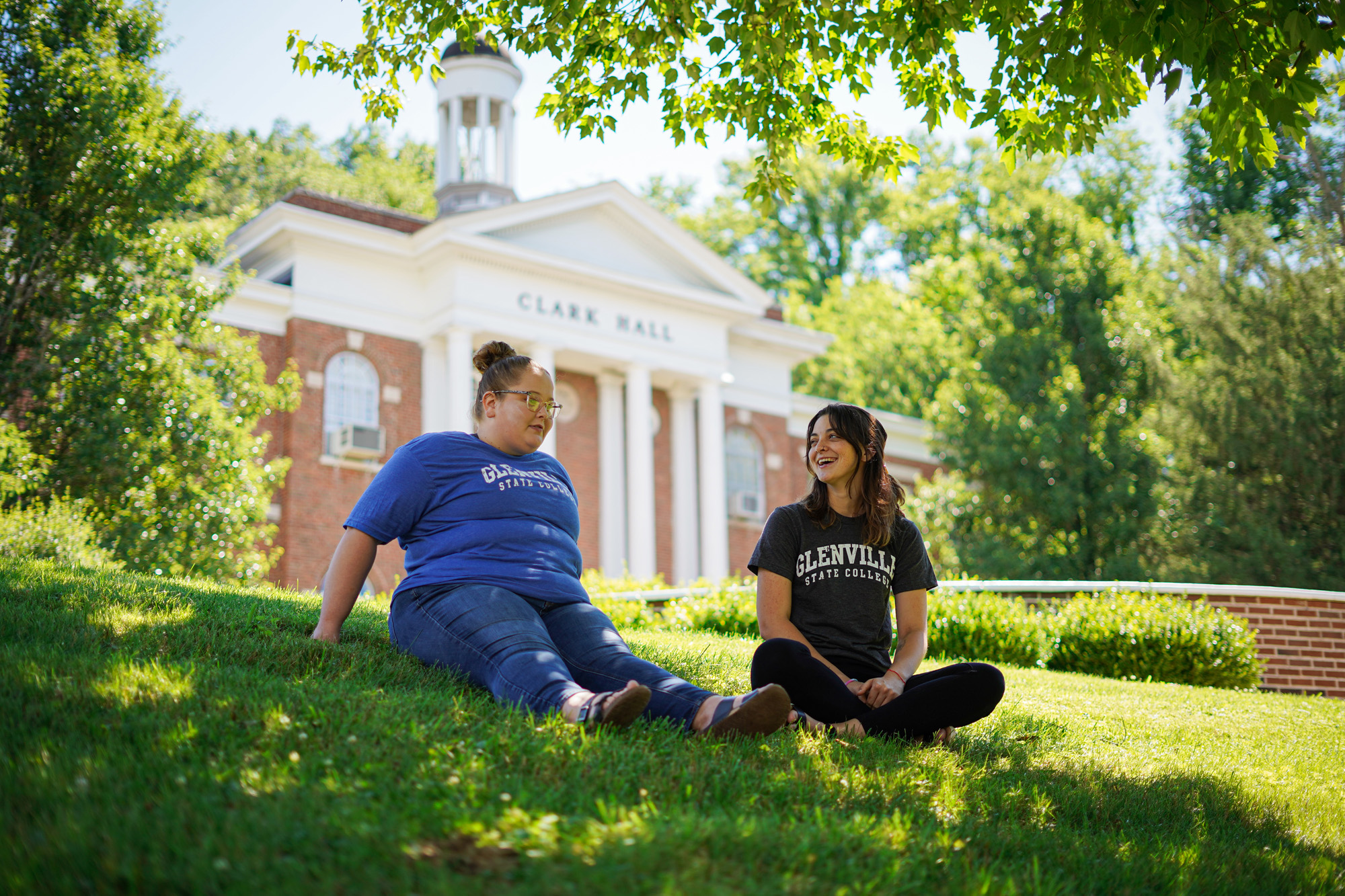 Students sitting outside.