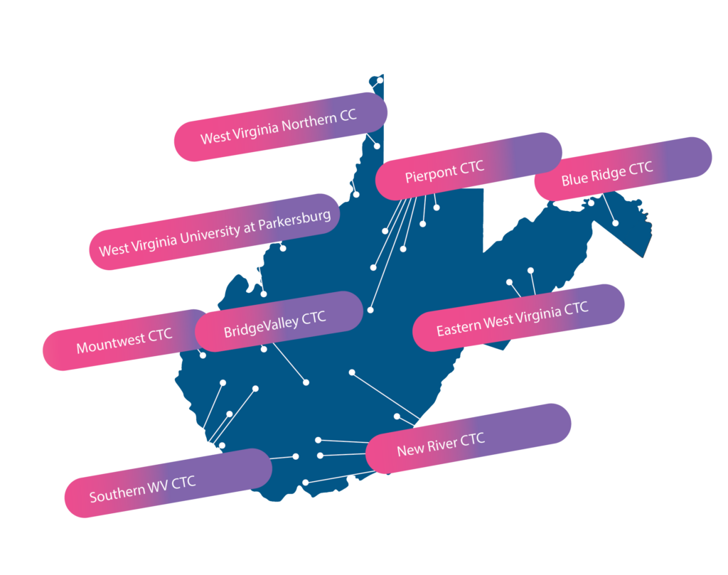 Map of colleges in WV.