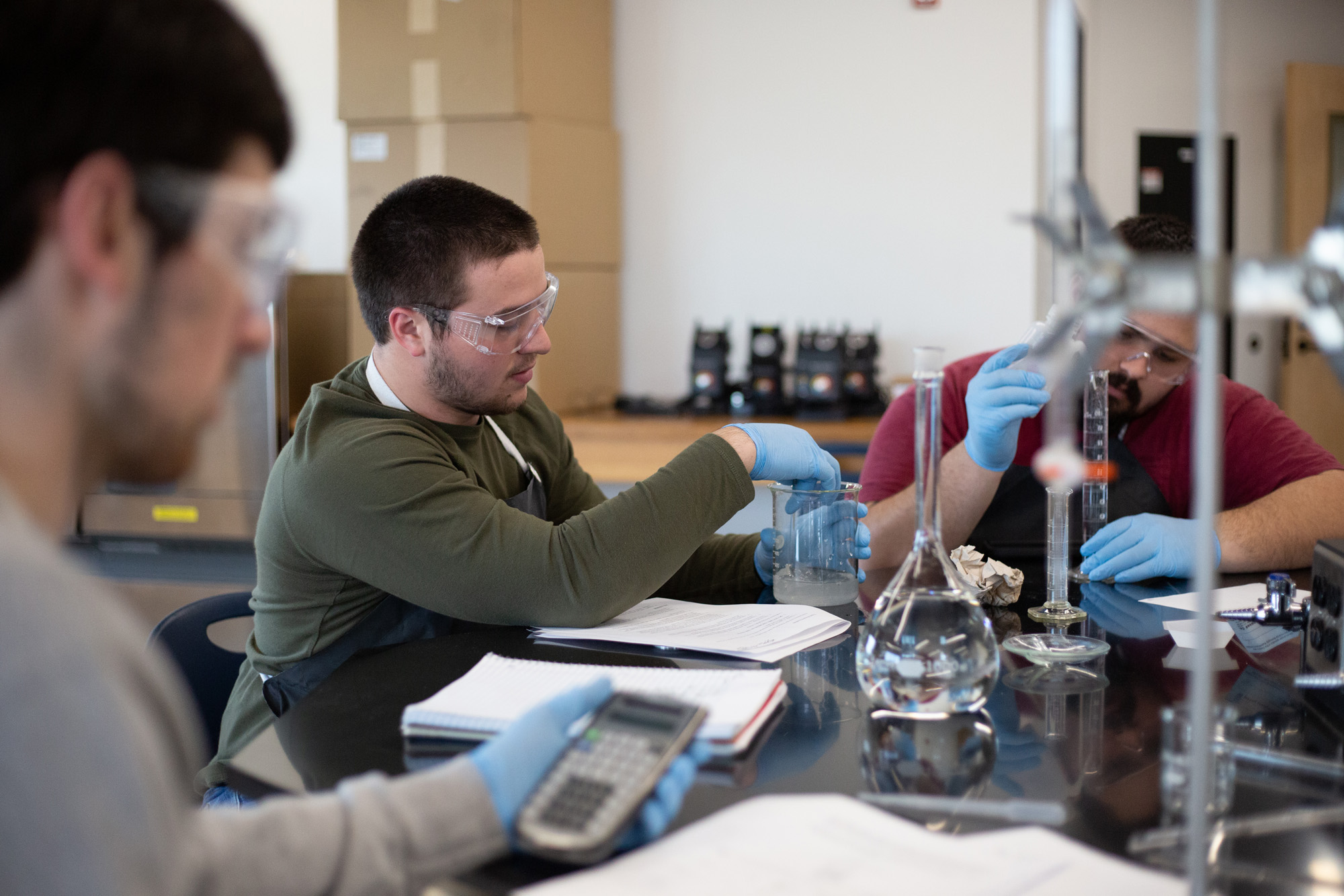 Chemistry students in class.