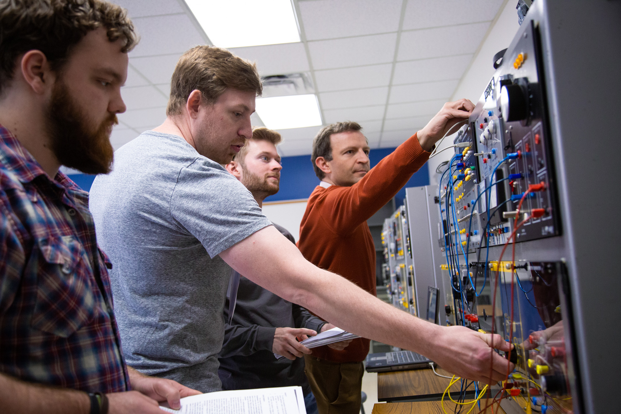 Electrical students in class.