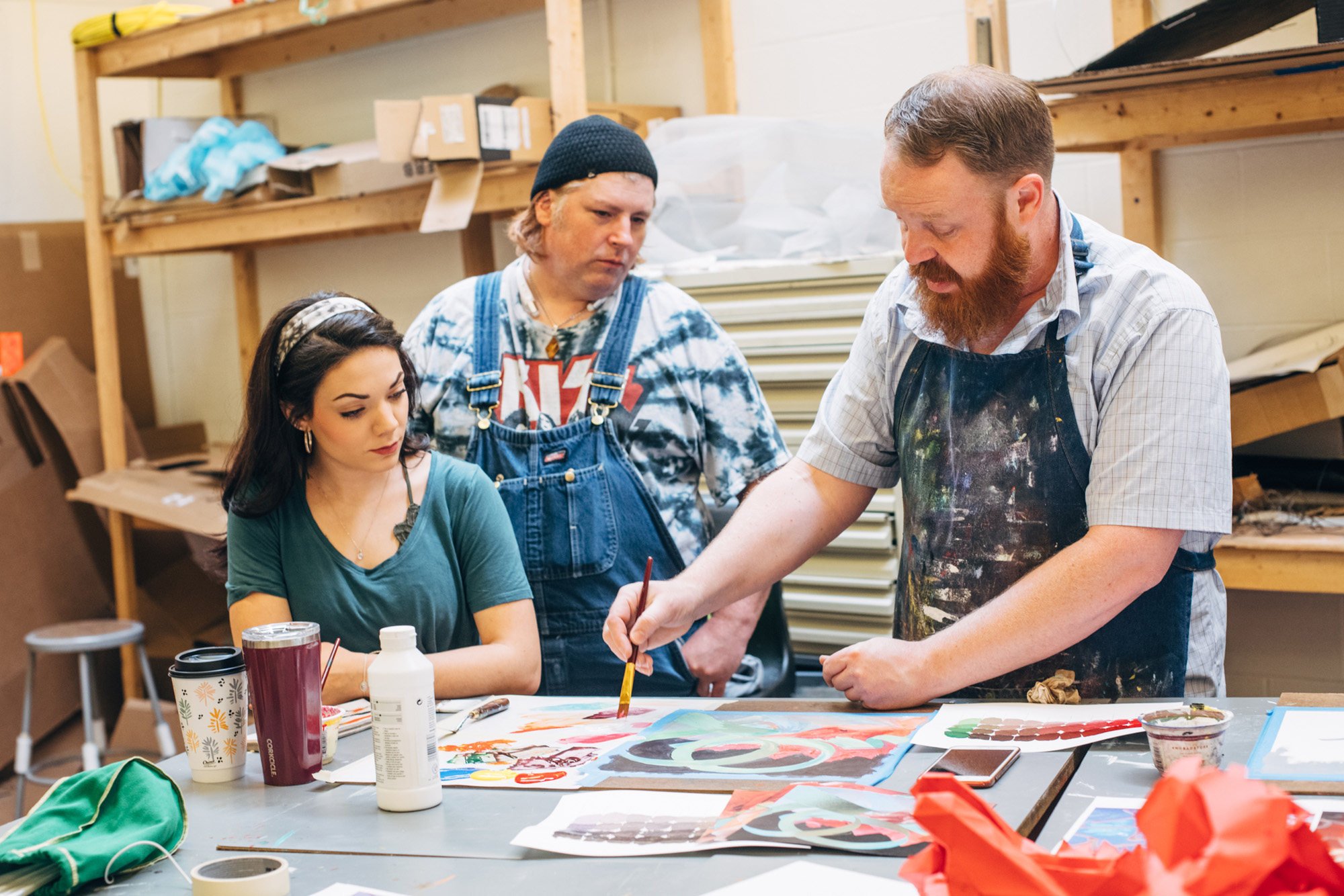 Students in art class.